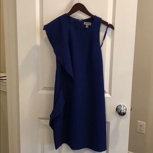 Chelsea28 Blue Assymetrical Ruffle Shift Dress